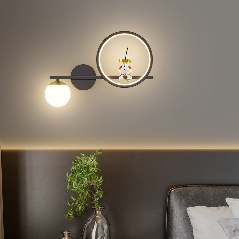 Deco Astronaut Round Orb Acrylic Iron LED Wall Sconce Lamp