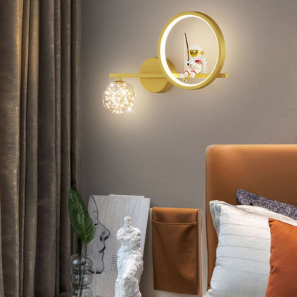 Deco Astronaut Round Orb Acrylic Iron LED Wall Sconce Lamp