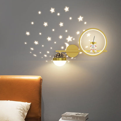 Deco Astronaut Round Orb Acrylic Iron LED Wall Sconce Lamp