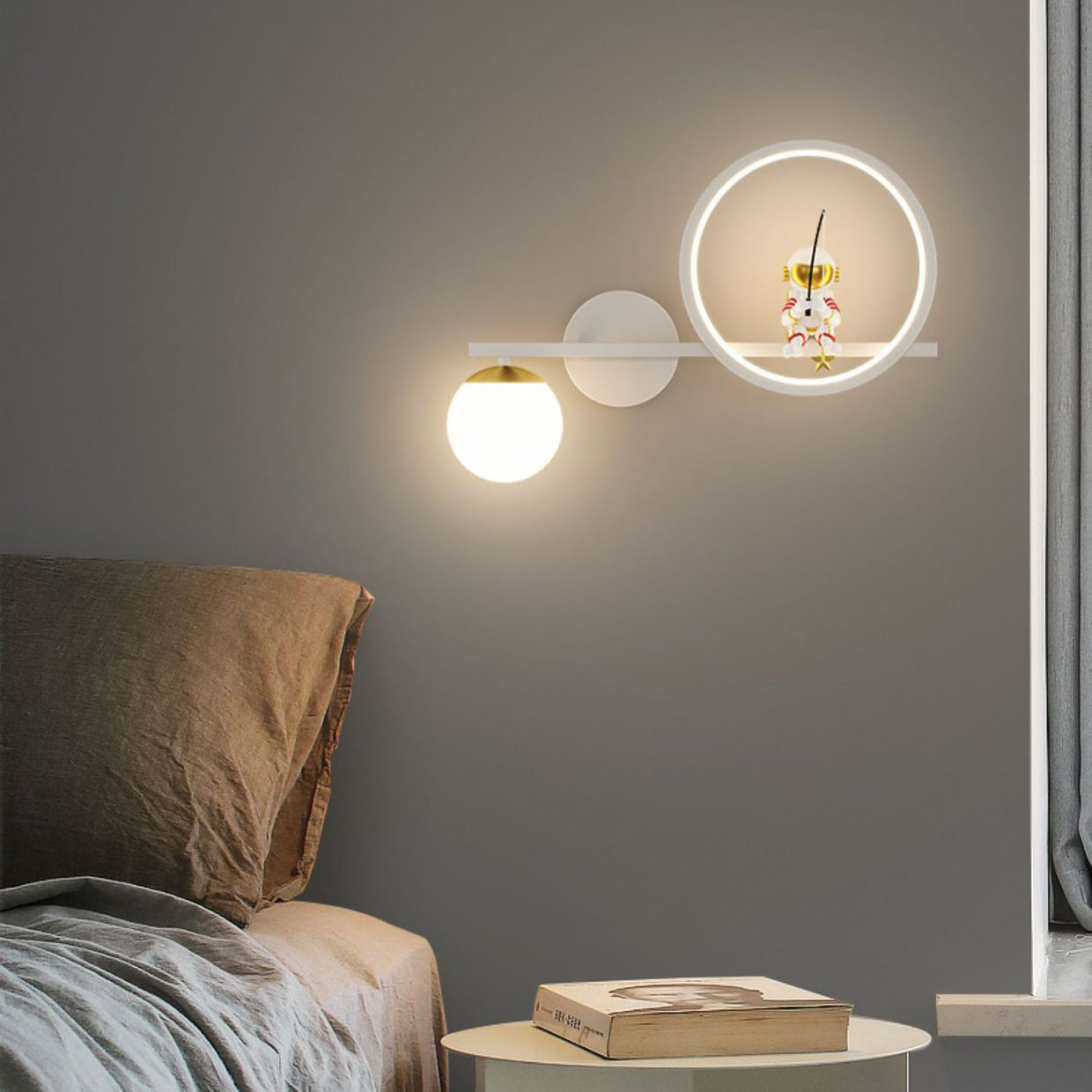 Deco Astronaut Round Orb Acrylic Iron LED Wall Sconce Lamp