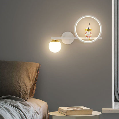 Deco Astronaut Round Orb Acrylic Iron LED Wall Sconce Lamp