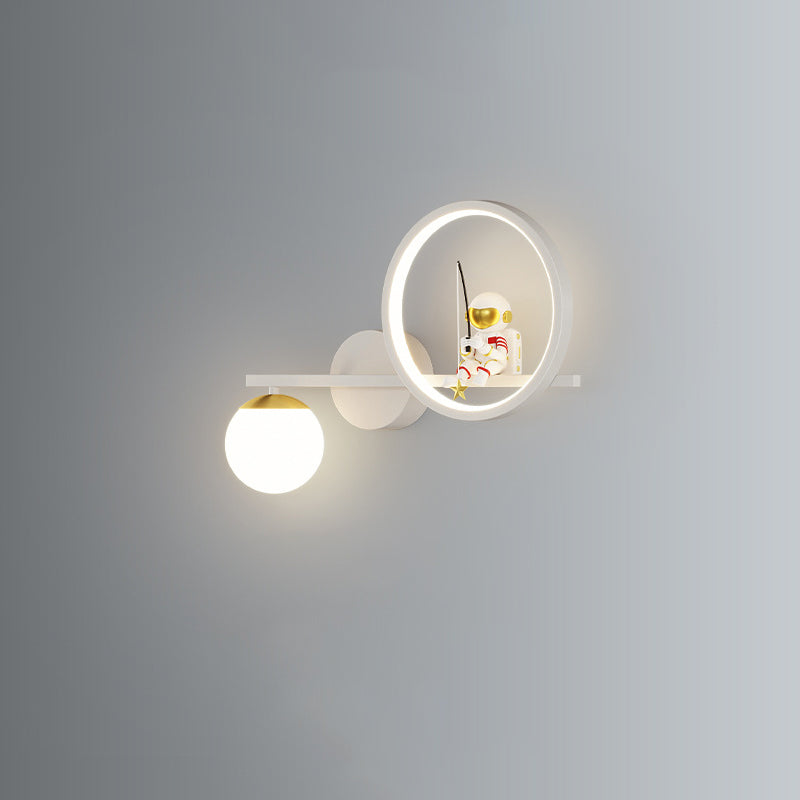 Deco Astronaut Round Orb Acrylic Iron LED Wall Sconce Lamp