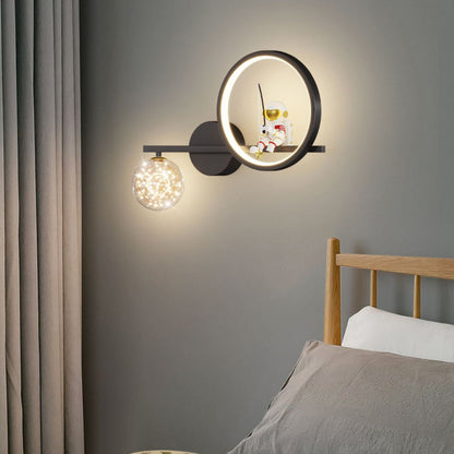 Deco Astronaut Round Orb Acrylic Iron LED Wall Sconce Lamp