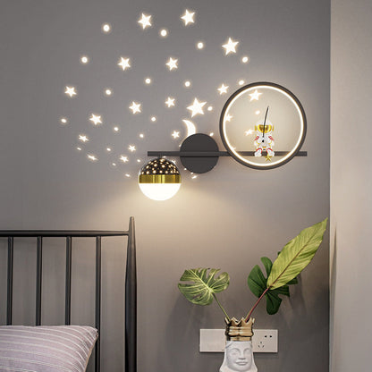 Deco Astronaut Round Orb Acrylic Iron LED Wall Sconce Lamp