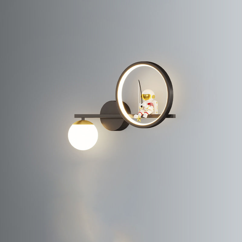 Deco Astronaut Round Orb Acrylic Iron LED Wall Sconce Lamp