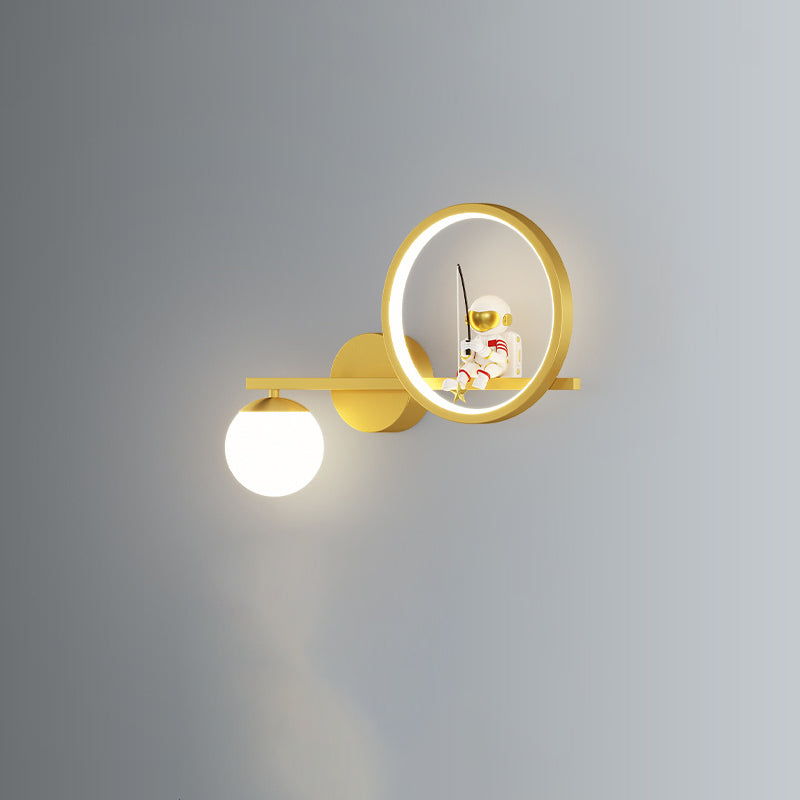 Deco Astronaut Round Orb Acrylic Iron LED Wall Sconce Lamp
