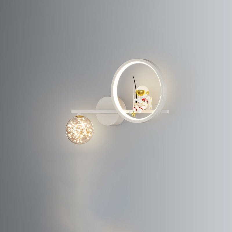 Deco Astronaut Round Orb Acrylic Iron LED Wall Sconce Lamp
