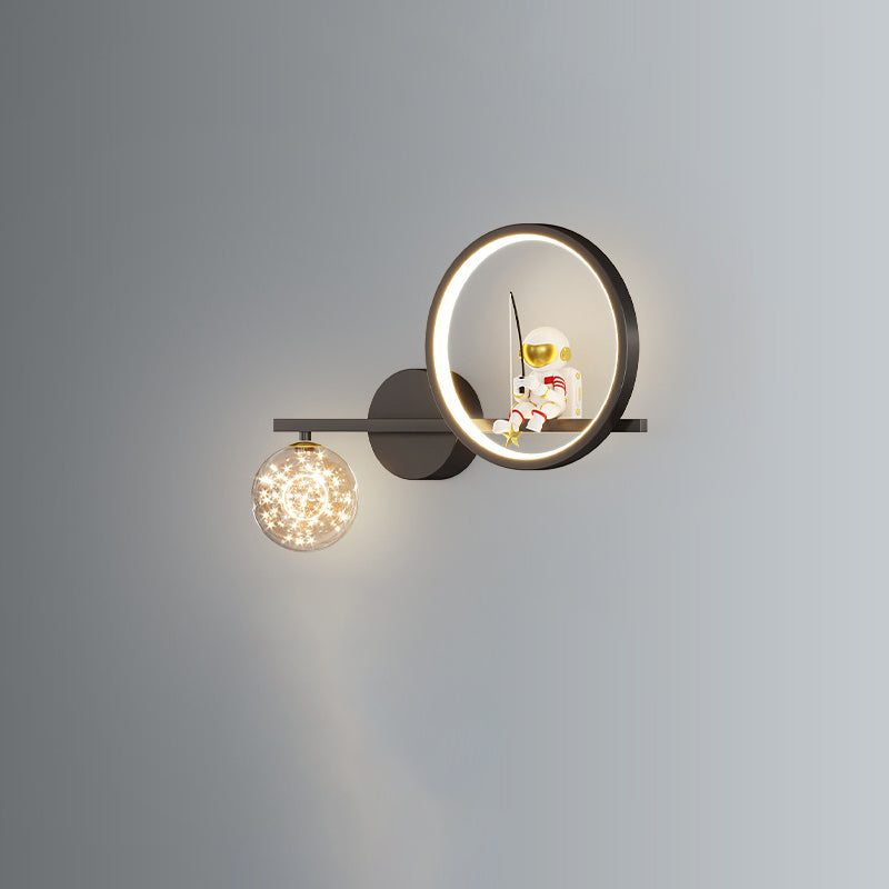 Deco Astronaut Round Orb Acrylic Iron LED Wall Sconce Lamp