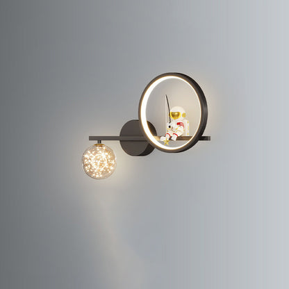 Deco Astronaut Round Orb Acrylic Iron LED Wall Sconce Lamp