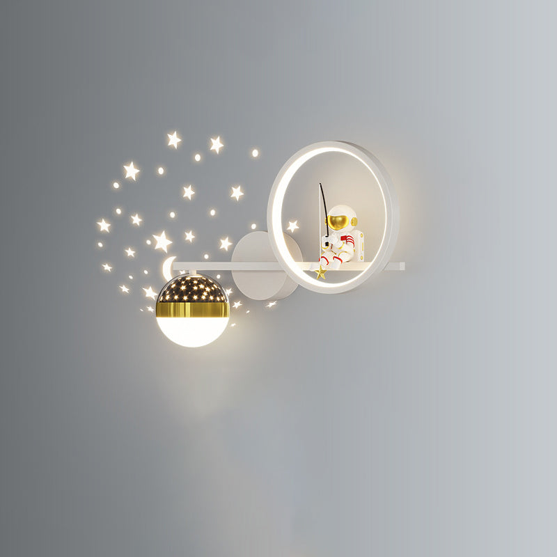 Deco Astronaut Round Orb Acrylic Iron LED Wall Sconce Lamp