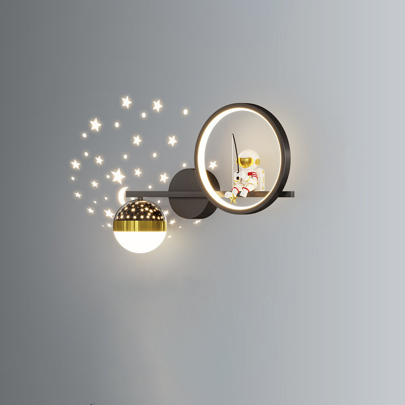 Deco Astronaut Round Orb Acrylic Iron LED Wall Sconce Lamp