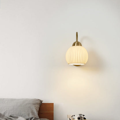 Conical Ceramic Rubberwood Iron 1-Light Wall Sconce Lamp