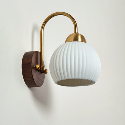 Conical Ceramic Rubberwood Iron 1-Light Wall Sconce Lamp