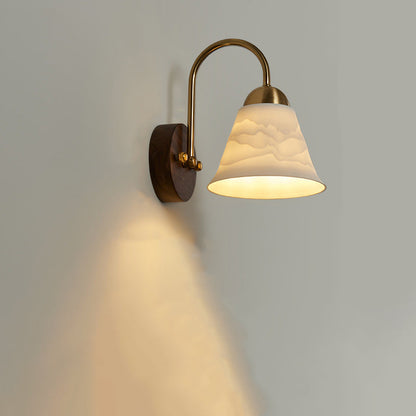 Conical Ceramic Rubberwood Iron 1-Light Wall Sconce Lamp