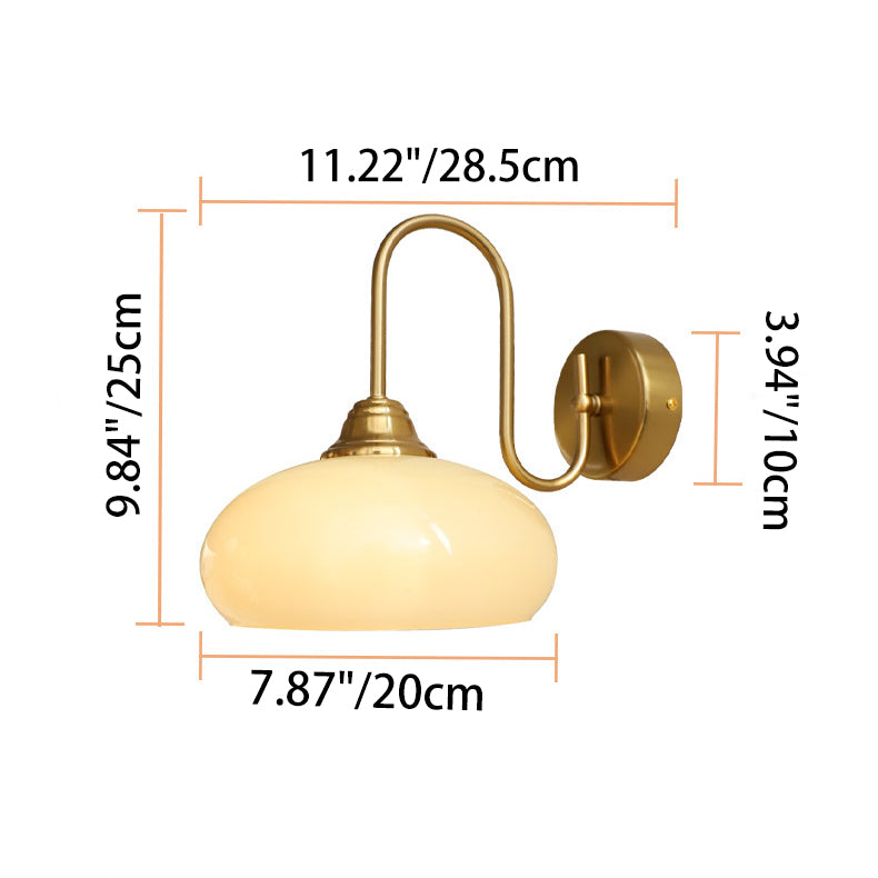 French Curved Round Glass Iron 1-Light Wall Sconce Lamp