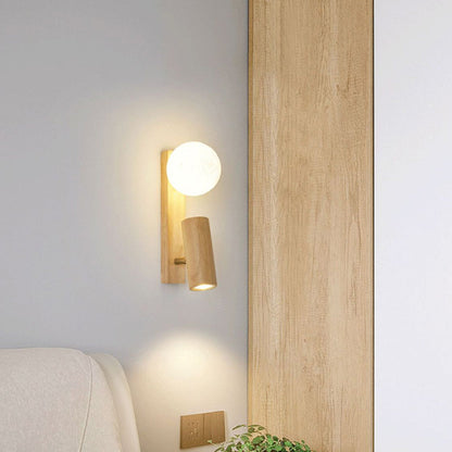 Japanese PLA Plastic Solid Wood 1-Light Wall Sconce Lamp