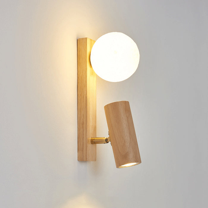 Japanese PLA Plastic Solid Wood 1-Light Wall Sconce Lamp