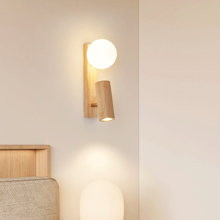 Japanese PLA Plastic Solid Wood 1-Light Wall Sconce Lamp