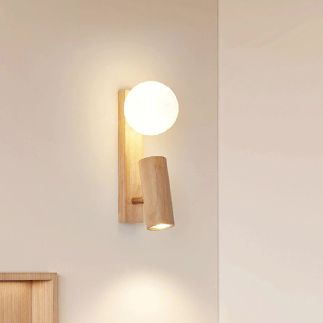 Japanese PLA Plastic Solid Wood 1-Light Wall Sconce Lamp
