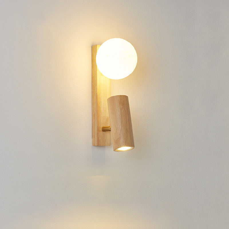 Japanese PLA Plastic Solid Wood 1-Light Wall Sconce Lamp