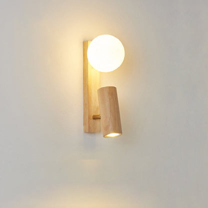 Japanese PLA Plastic Solid Wood 1-Light Wall Sconce Lamp