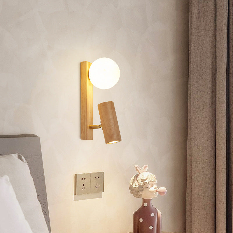 Japanese PLA Plastic Solid Wood 1-Light Wall Sconce Lamp
