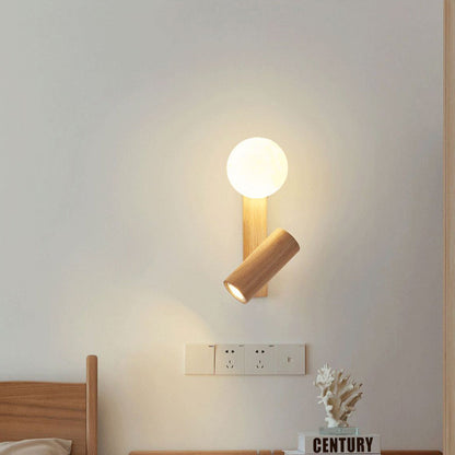 Japanese PLA Plastic Solid Wood 1-Light Wall Sconce Lamp