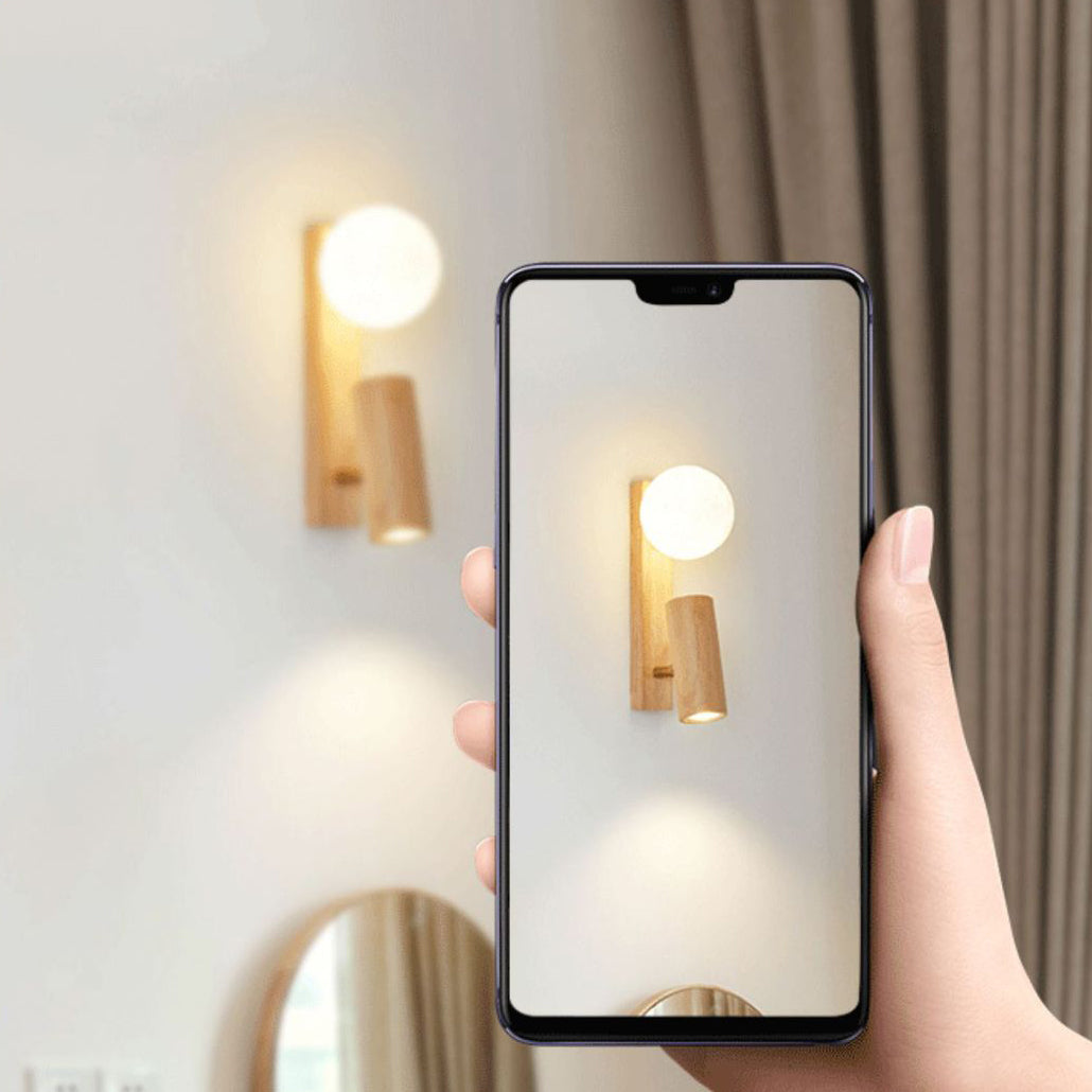 Japanese PLA Plastic Solid Wood 1-Light Wall Sconce Lamp