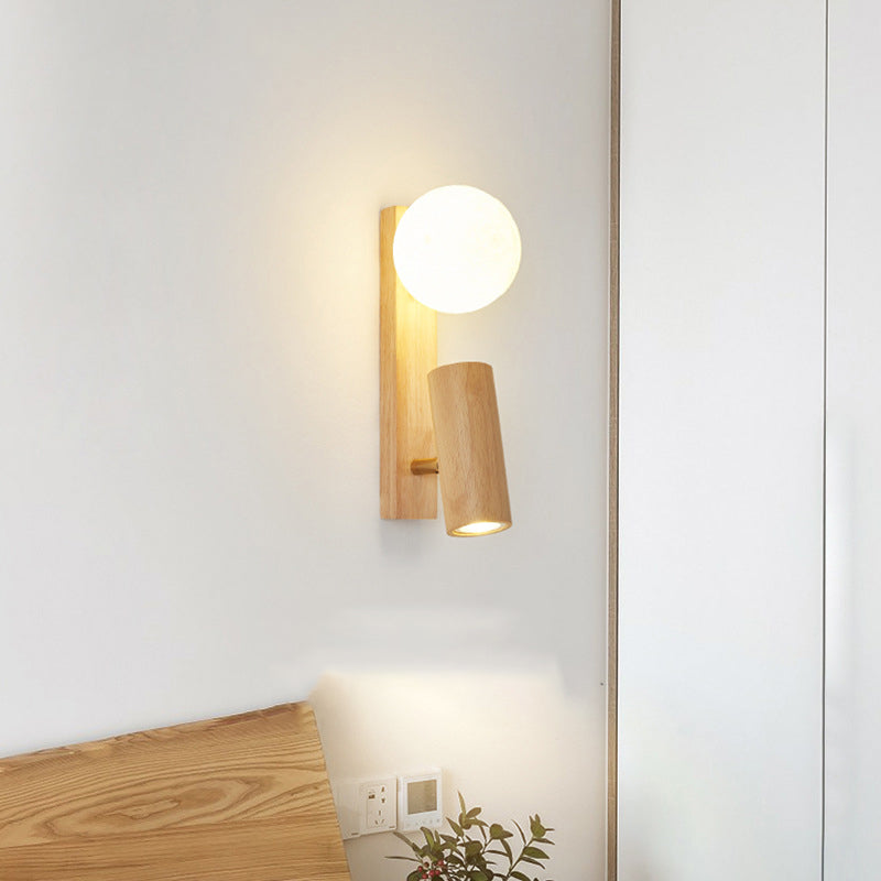 Japanese PLA Plastic Solid Wood 1-Light Wall Sconce Lamp
