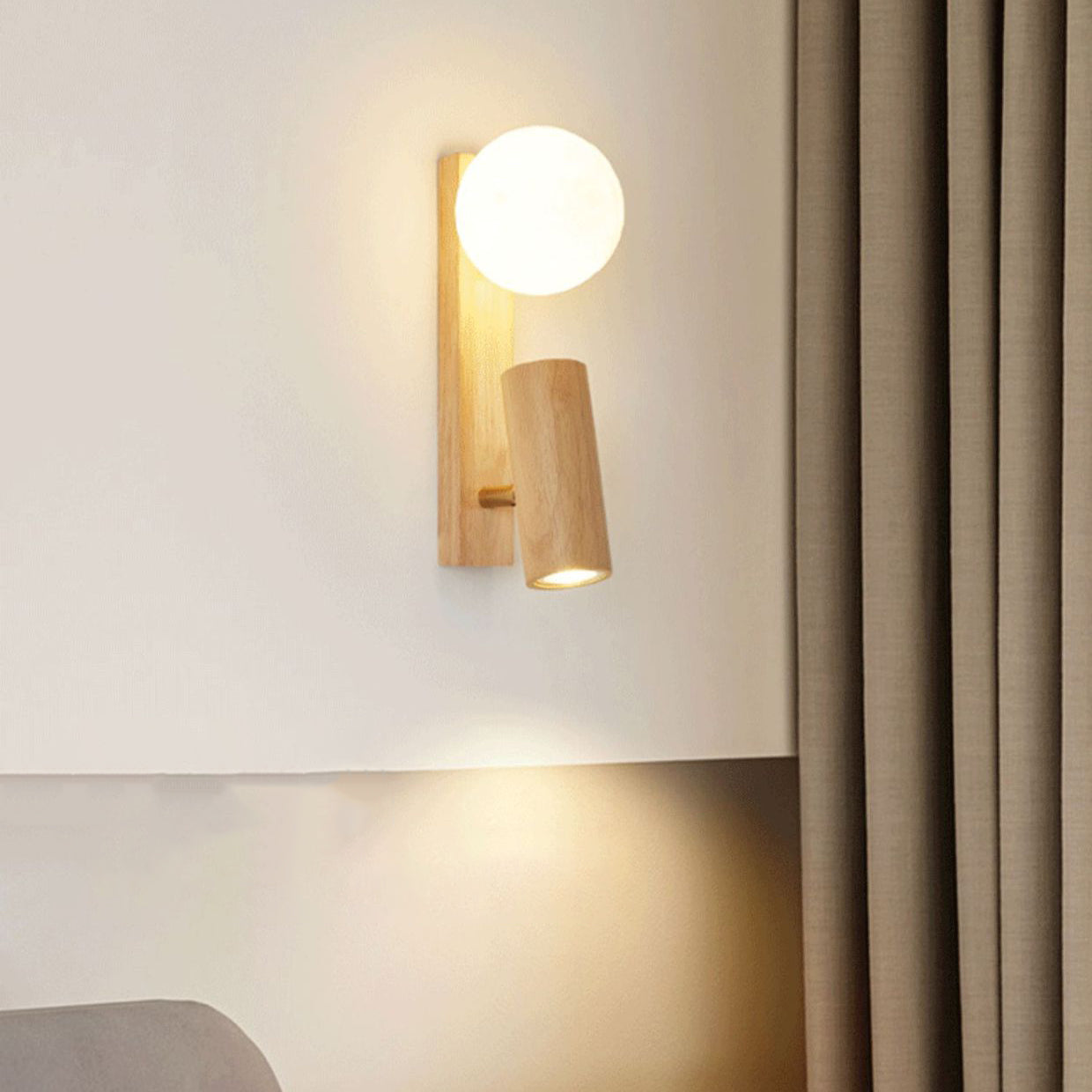 Japanese PLA Plastic Solid Wood 1-Light Wall Sconce Lamp
