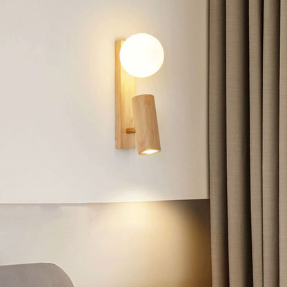 Japanese PLA Plastic Solid Wood 1-Light Wall Sconce Lamp