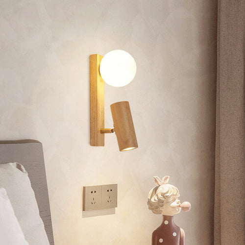 Japanese PLA Plastic Solid Wood 1-Light Wall Sconce Lamp