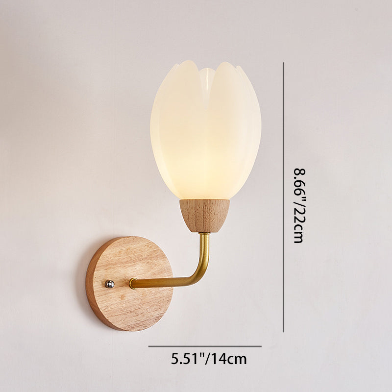 Scandinavian Round PVC Iron Wood 1-Light Wall Sconce Lamp