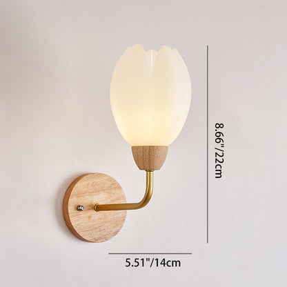 Scandinavian Round PVC Iron Wood 1-Light Wall Sconce Lamp