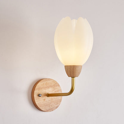 Scandinavian Round PVC Iron Wood 1-Light Wall Sconce Lamp