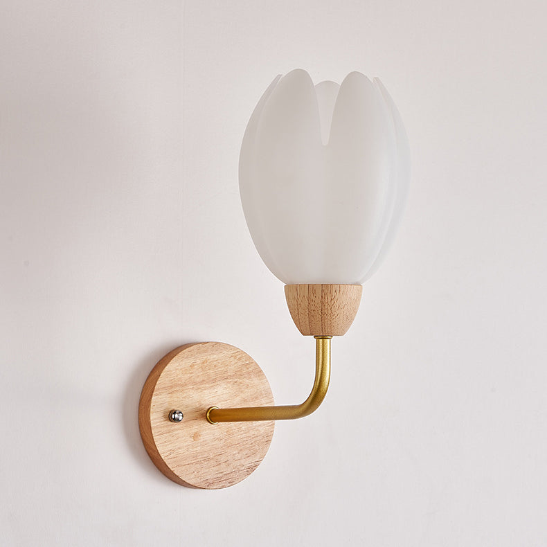 Scandinavian Round PVC Iron Wood 1-Light Wall Sconce Lamp