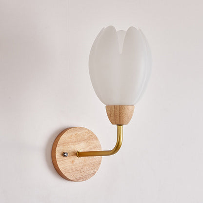 Scandinavian Round PVC Iron Wood 1-Light Wall Sconce Lamp