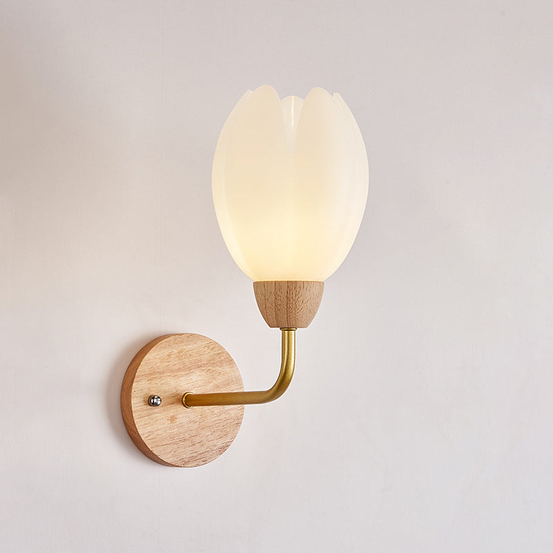 Scandinavian Round PVC Iron Wood 1-Light Wall Sconce Lamp