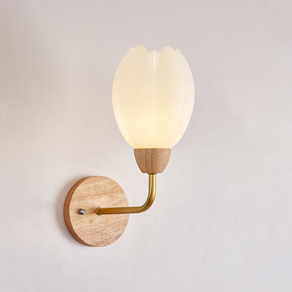 Scandinavian Round PVC Iron Wood 1-Light Wall Sconce Lamp