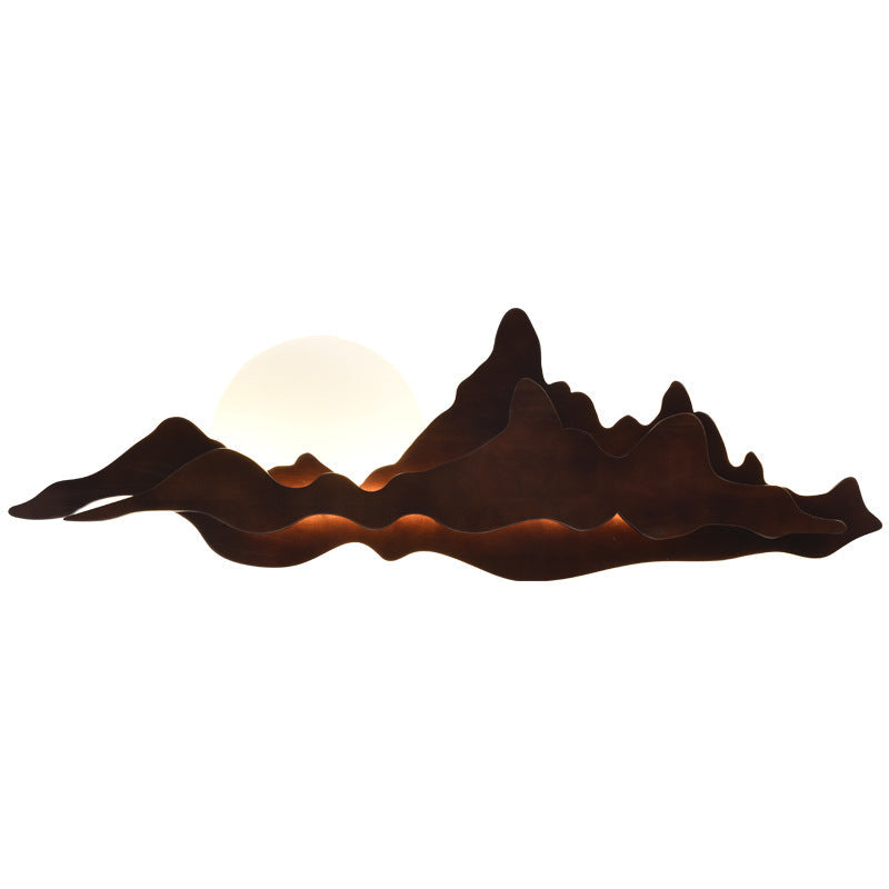 Chinese Moonlight Acrylic Solid Wood LED Wall Sconce Lamp