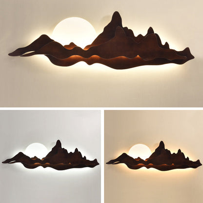 Chinese Moonlight Acrylic Solid Wood LED Wall Sconce Lamp