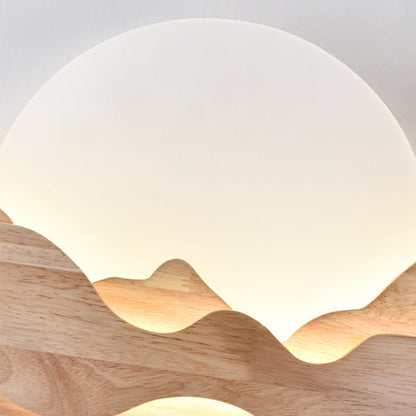 Chinese Moonlight Acrylic Solid Wood LED Wall Sconce Lamp