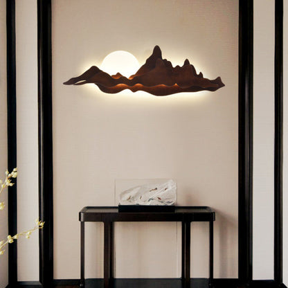 Chinese Moonlight Acrylic Solid Wood LED Wall Sconce Lamp
