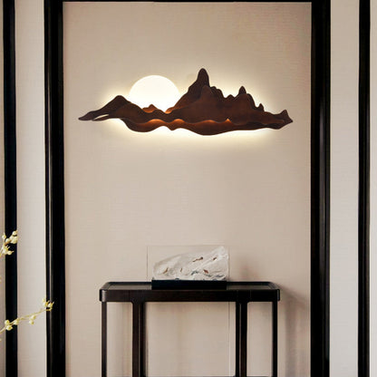 Chinese Moonlight Acrylic Solid Wood LED Wall Sconce Lamp