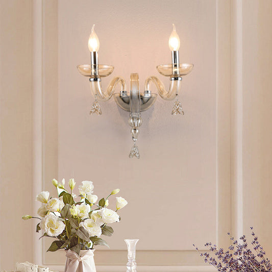 Scandinavian Crystal Hardware 1/2 Light Wall Sconce Lamp