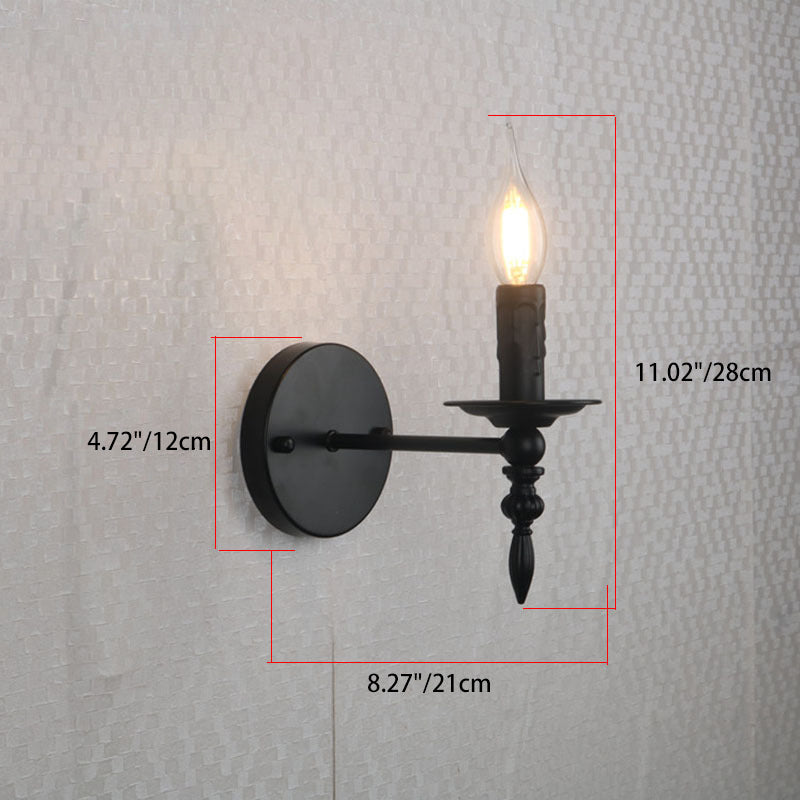 Round Candle Shape Glass Iron 1-Light Wall Sconce Lamp