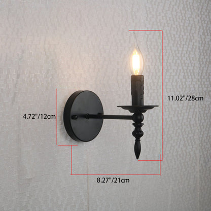 Round Candle Shape Glass Iron 1-Light Wall Sconce Lamp