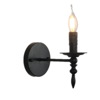 Round Candle Shape Glass Iron 1-Light Wall Sconce Lamp