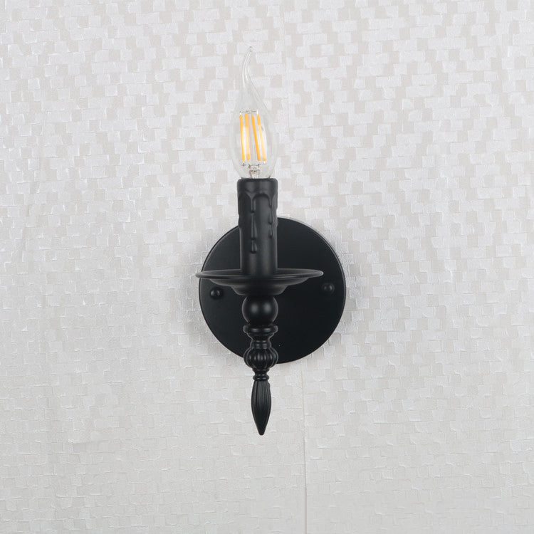 Round Candle Shape Glass Iron 1-Light Wall Sconce Lamp