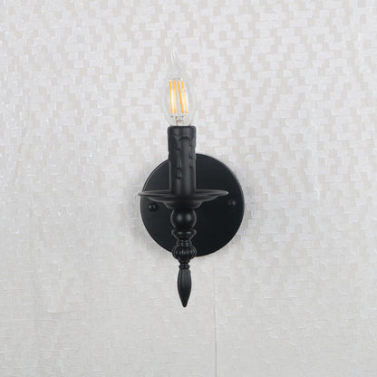 Round Candle Shape Glass Iron 1-Light Wall Sconce Lamp